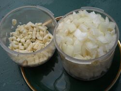 Diced onions and garlic