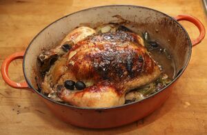 Pot Roasted Mediterranean Chicken, cooked