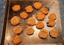 Peanut butter cookies, just baked, fresh from the oven