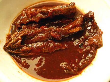 Adobo sauce, a chili recipe using vinegar, garlic and spices