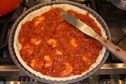 Spread the curry over the flan base