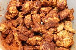 Pork shoulder, tossed in the spices, (half recipe quantity)