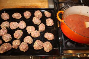 24 meatballs, ready to simmer