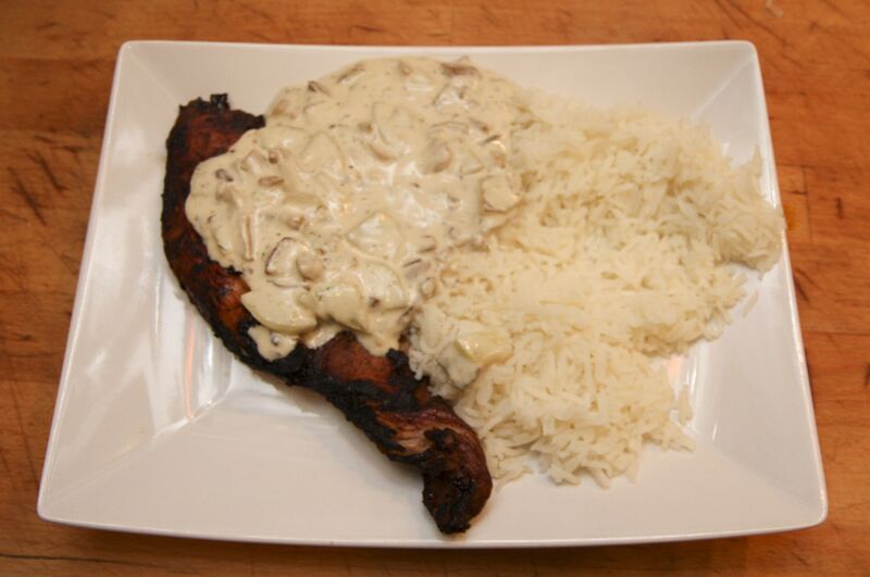 File:Pork London broil with a creamy mushroom and cucumber sauce recipe.jpg