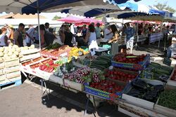 Fresh vegetables in the blazing heat