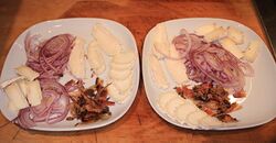 Ingredients for two pizzas